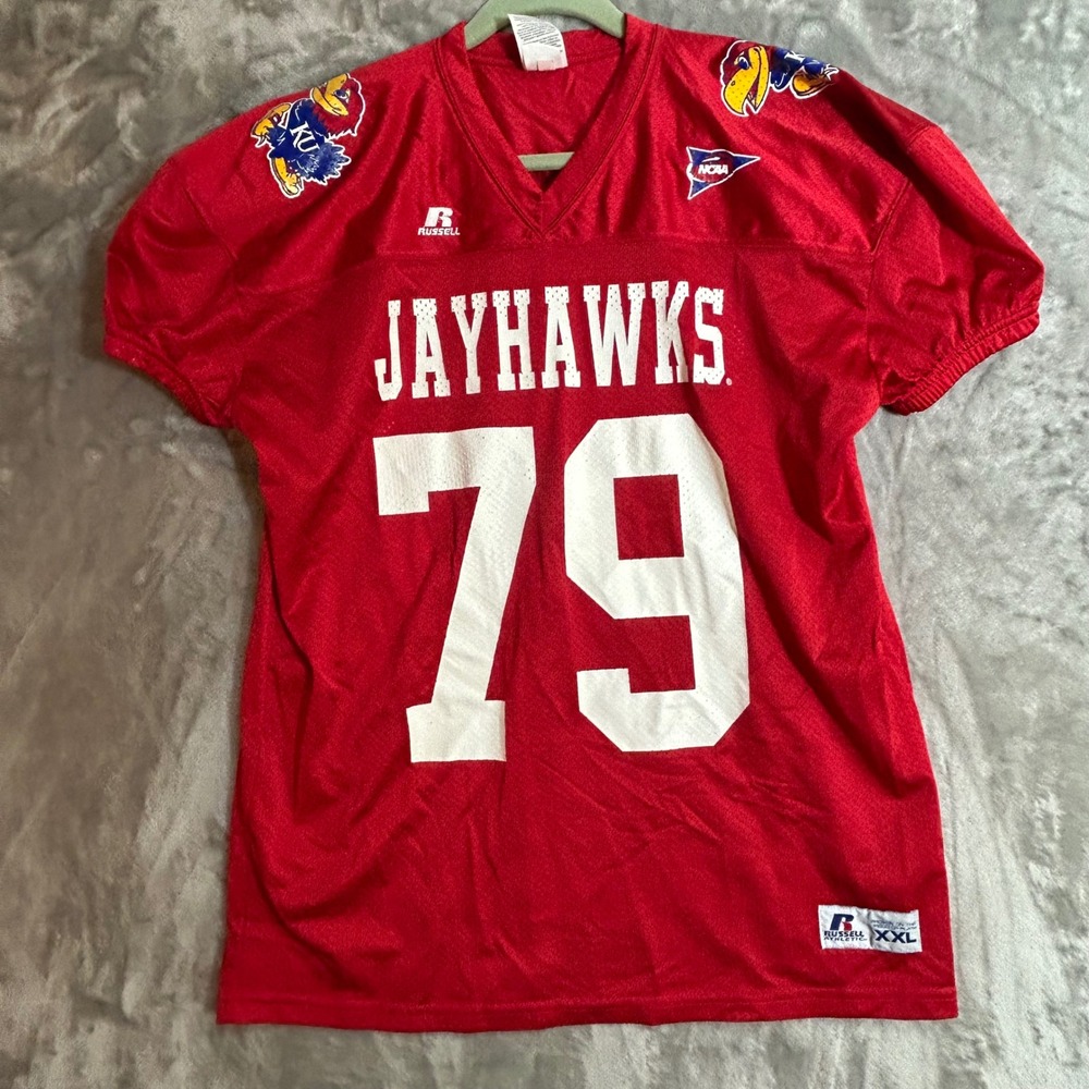 Russell Athletic Kids Youth XXL Kansas Jayhawks 79 Red Football Jersey NCAA